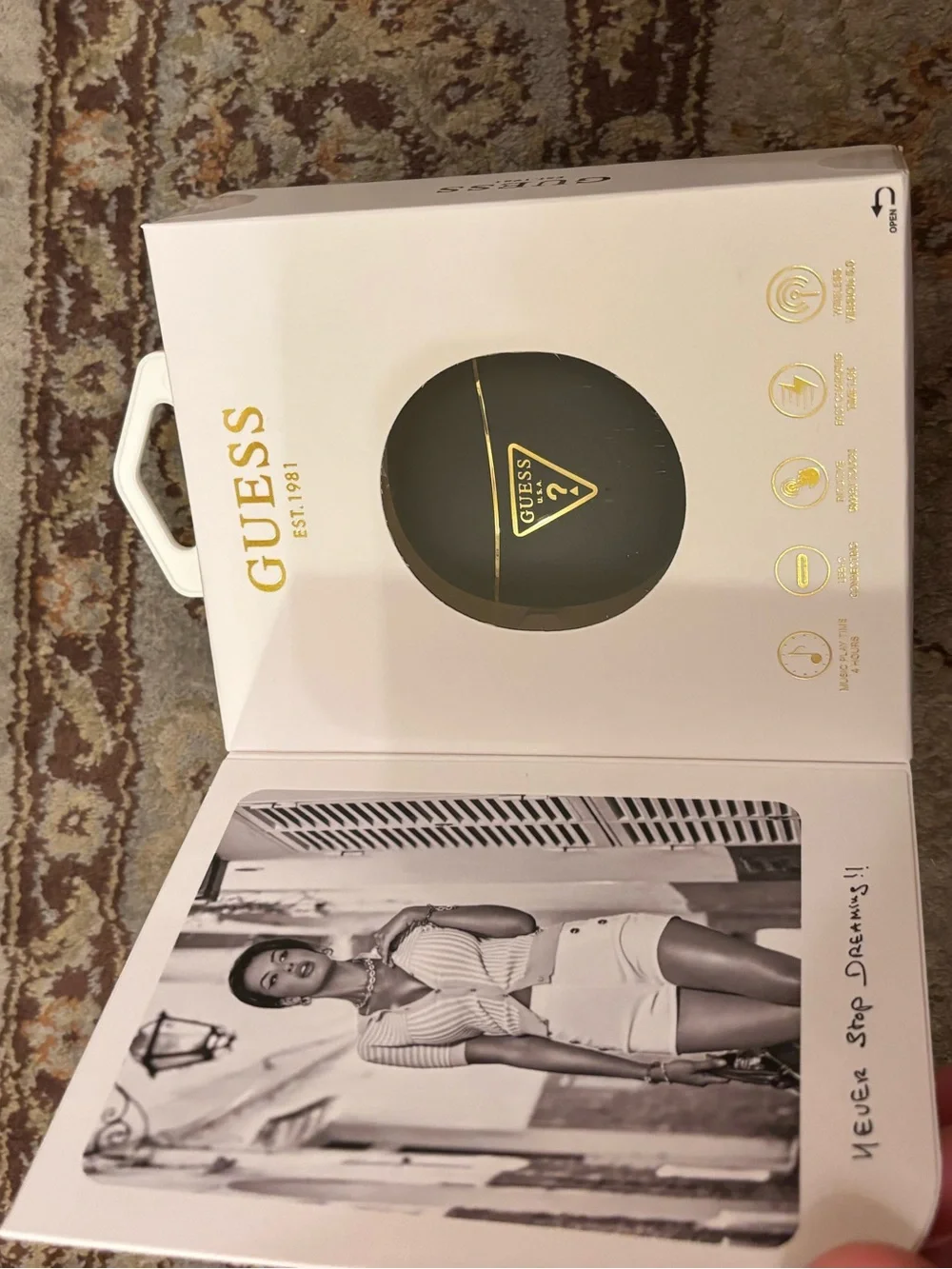 GUESS Black Wireless Earbuds with Black Charging Case